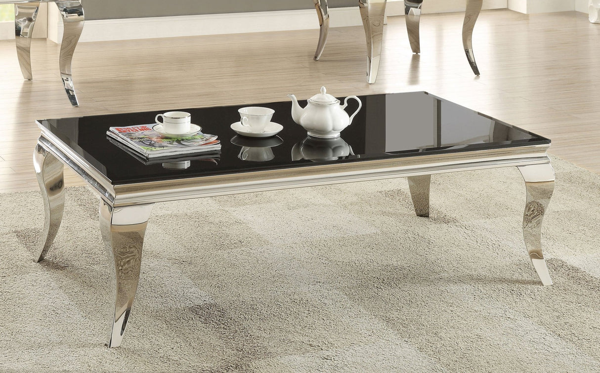 Carone Rectangular Coffee Table Chrome and Black | Coaster | Home Elegance USA