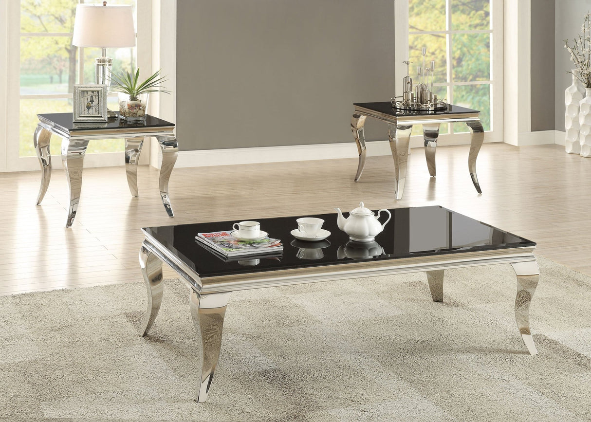 Carone Rectangular Coffee Table Chrome and Black | Coaster | Home Elegance USA