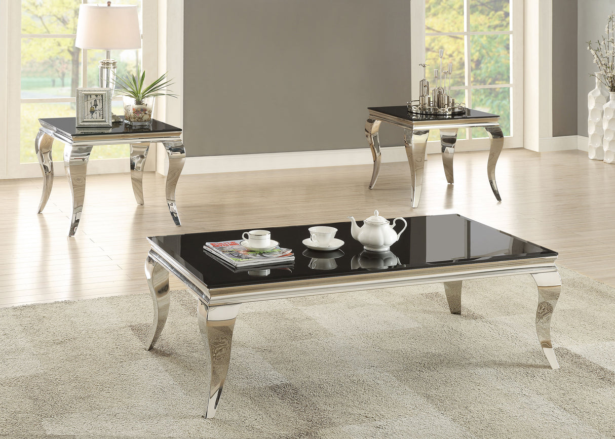 Coffee Table - Carone Rectangular Coffee Table Chrome and Black