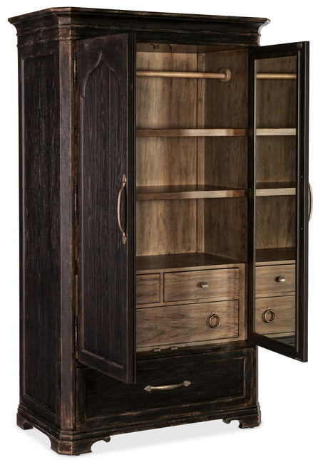 Americana Wardrobe by Hooker Furniture in Oak Veneers & Mirror Glass