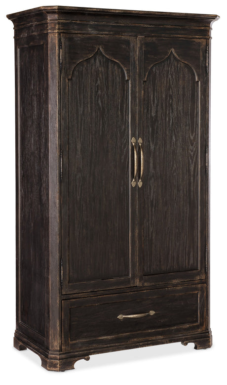 Americana Wardrobe by Hooker Furniture in Oak Veneers & Mirror Glass