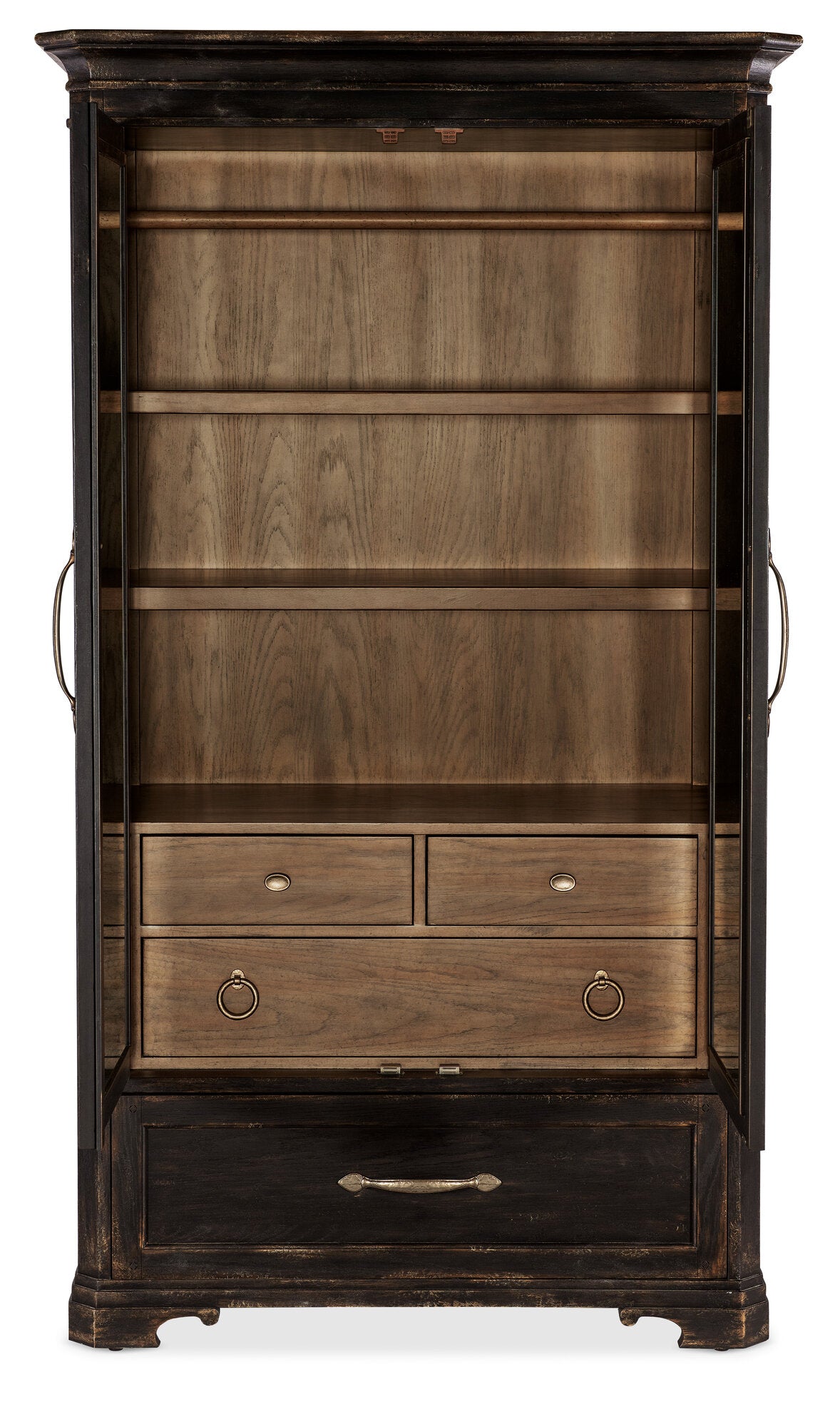 Americana Wardrobe by Hooker Furniture in Oak Veneers & Mirror Glass