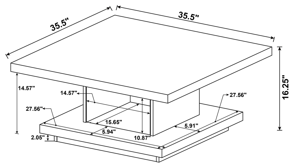 Coffee Table - Reston Pedestal Square Coffee Table Cappuccino