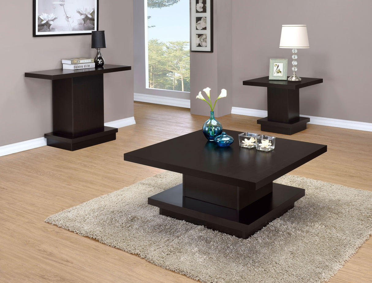 Coffee Table - Reston Pedestal Square Coffee Table Cappuccino