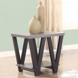 End Table - Stevens V-shaped End Table Black and Antique Grey