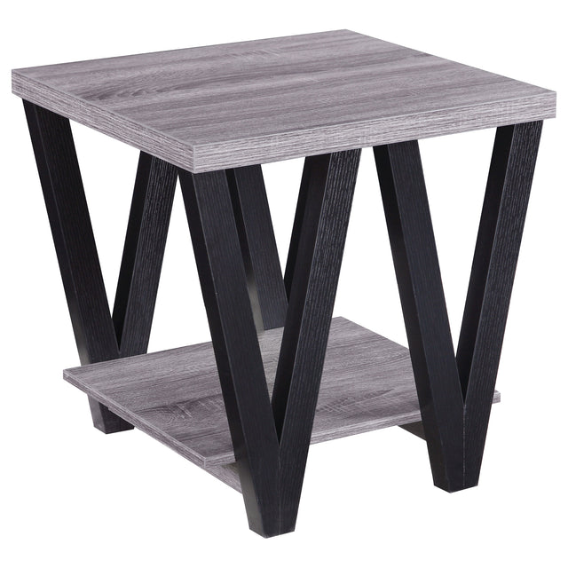 End Table - Stevens V-shaped End Table Black and Antique Grey
