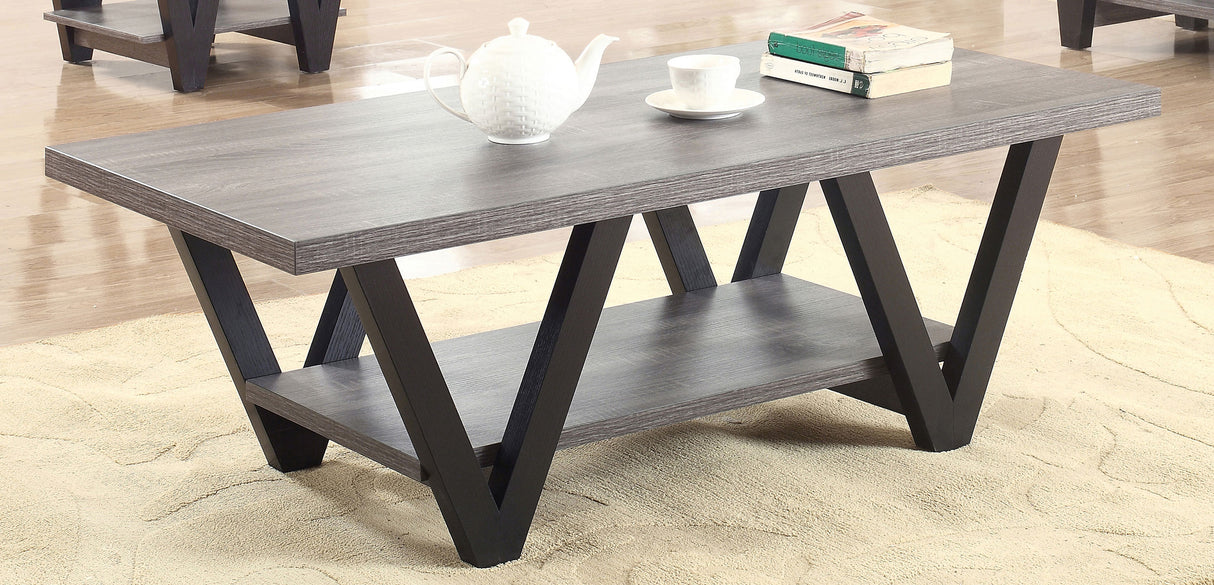 Coffee Table - Stevens V-shaped Coffee Table Black and Antique Grey