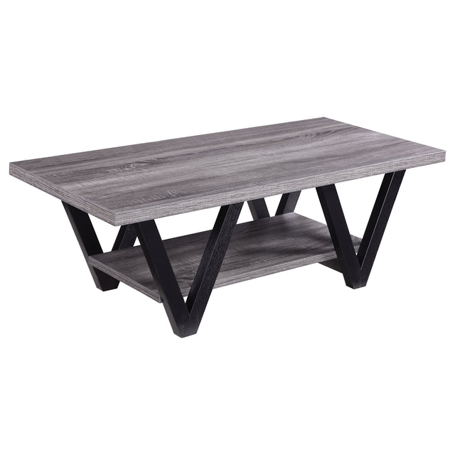 Coffee Table - Stevens V-shaped Coffee Table Black and Antique Grey