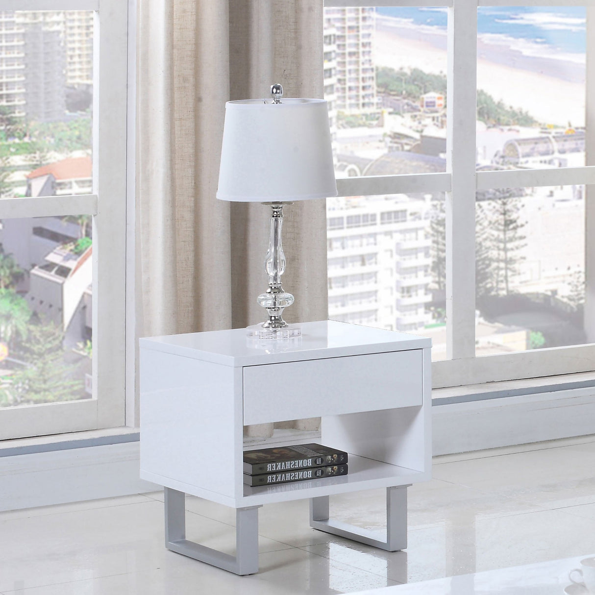 Atchison 1 - drawer End Table High Glossy White | Coaster - 705697 - Home Elegance USA - 2