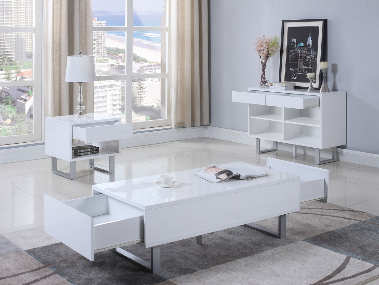 End Table - Atchison 1-drawer End Table High Glossy White