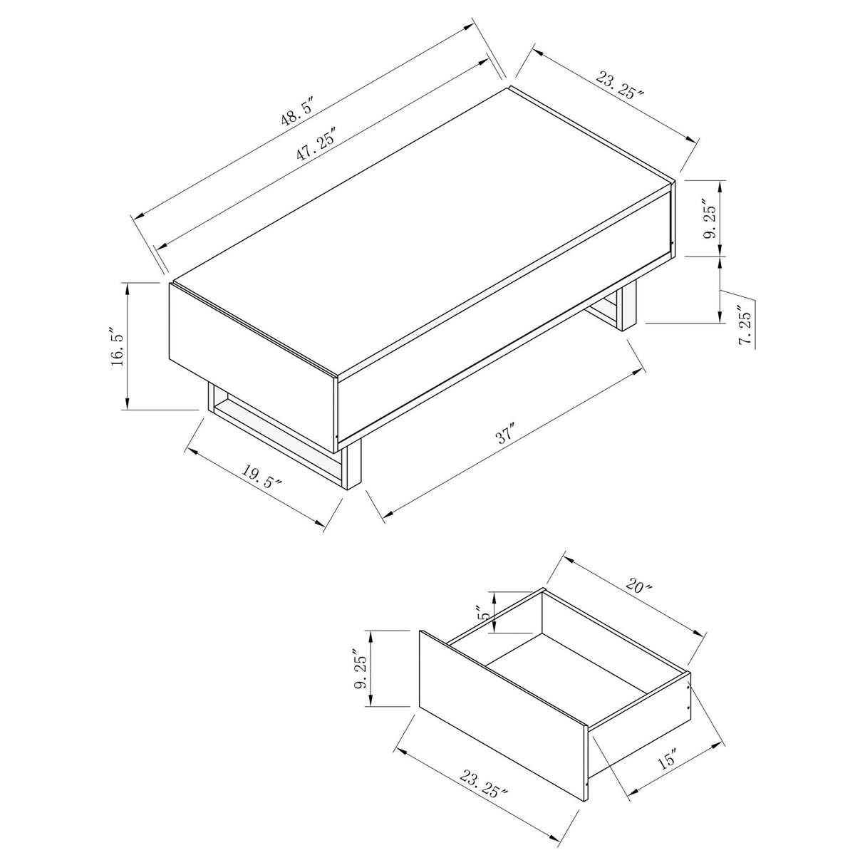 Atchison 2 - drawer Coffee Table High Glossy White | Coaster - 705698 - Home Elegance USA - 4