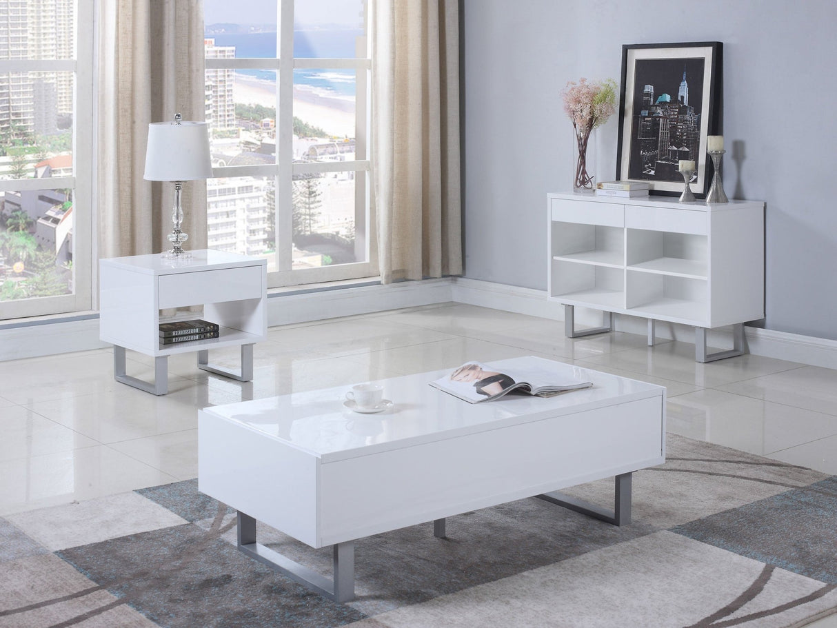 Atchison 2 - drawer Coffee Table High Glossy White | Coaster - 705698 - Home Elegance USA - 5