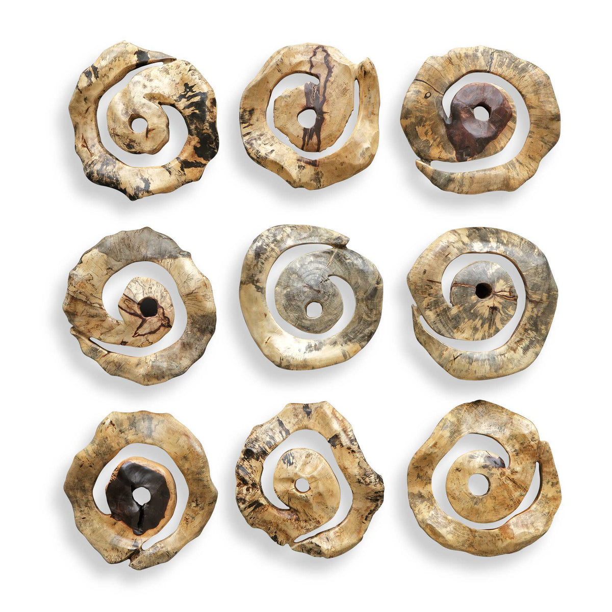 Corkscrew Wood Wall Decor (Set of 9) - Light Brown by Uttermost - View 5