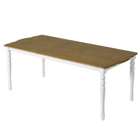 7-Piece Dining Table Set, 60inch to 78inch Extendable Wood Dining Table with Removable Leaf, Kitchen Table Set with 6 Upholstered Side Chair, Dining Table Set for 6 - sold by Home Elegance USA