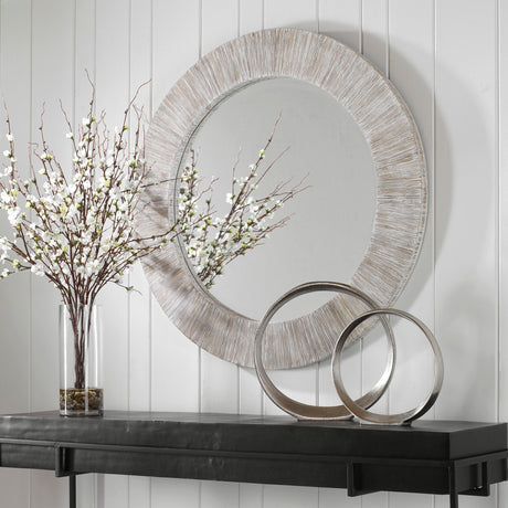 Repose Round Mirror Whitewash - Silver by Uttermost - View 2