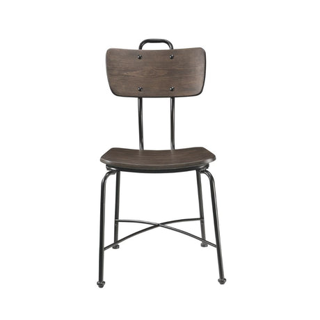 Acme - Garron Side Chair (Set-2) 70737 Walnut & Black Finish