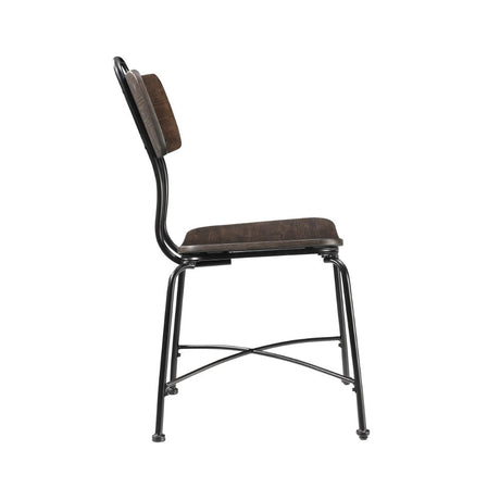 Acme - Garron Side Chair (Set-2) 70737 Walnut & Black Finish