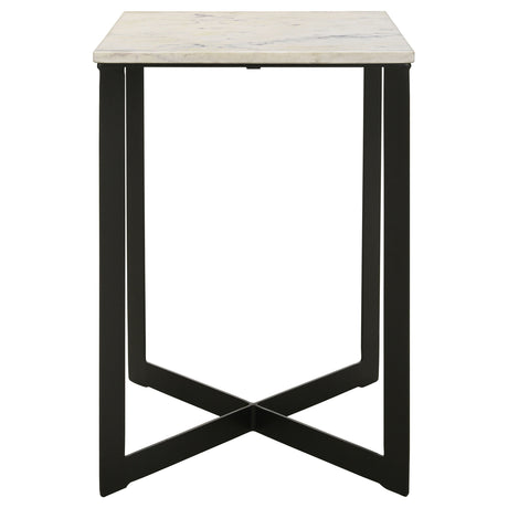 End Table - Tobin Square Marble Top End Table White and Black