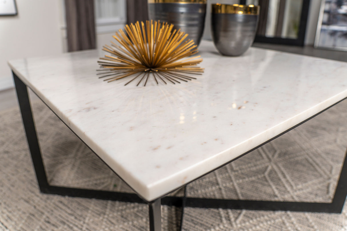 Coffee Table - Tobin Square Marble Top Coffee Table White and Black