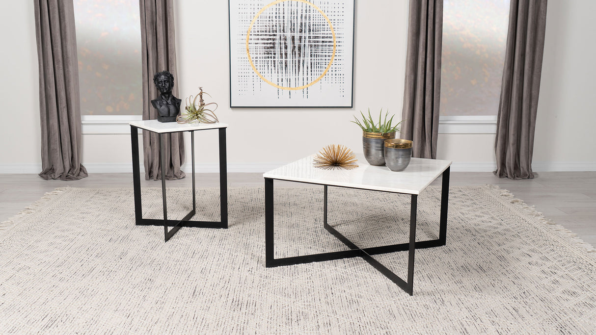 Coffee Table - Tobin Square Marble Top Coffee Table White and Black