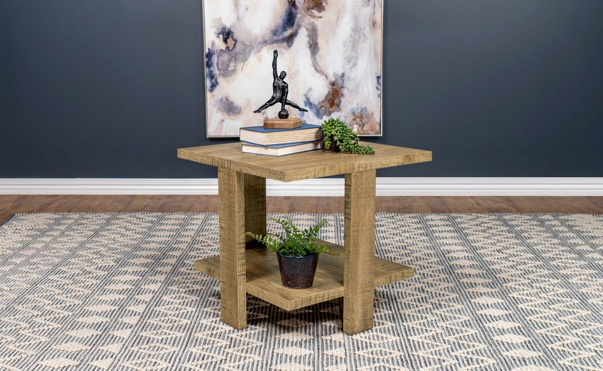 Dawn Square Engineered Wood End Table With Shelf Mango | Coaster - 707717 - Home Elegance USA - 4