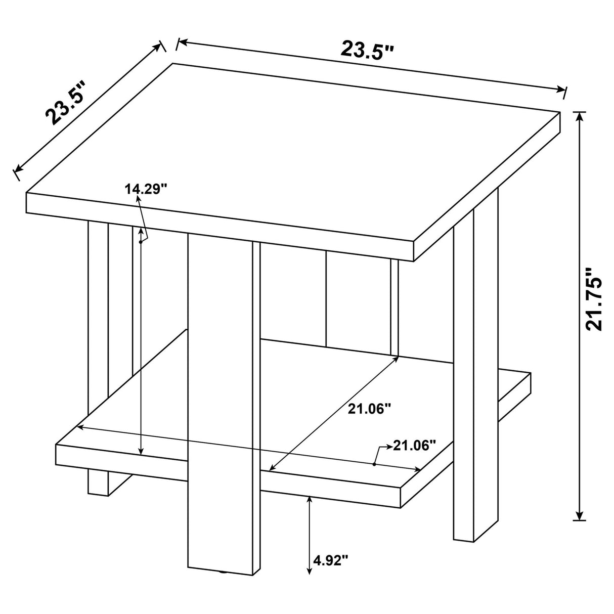 Dawn Square Engineered Wood End Table With Shelf Mango | Coaster - 707717 - Home Elegance USA - 7