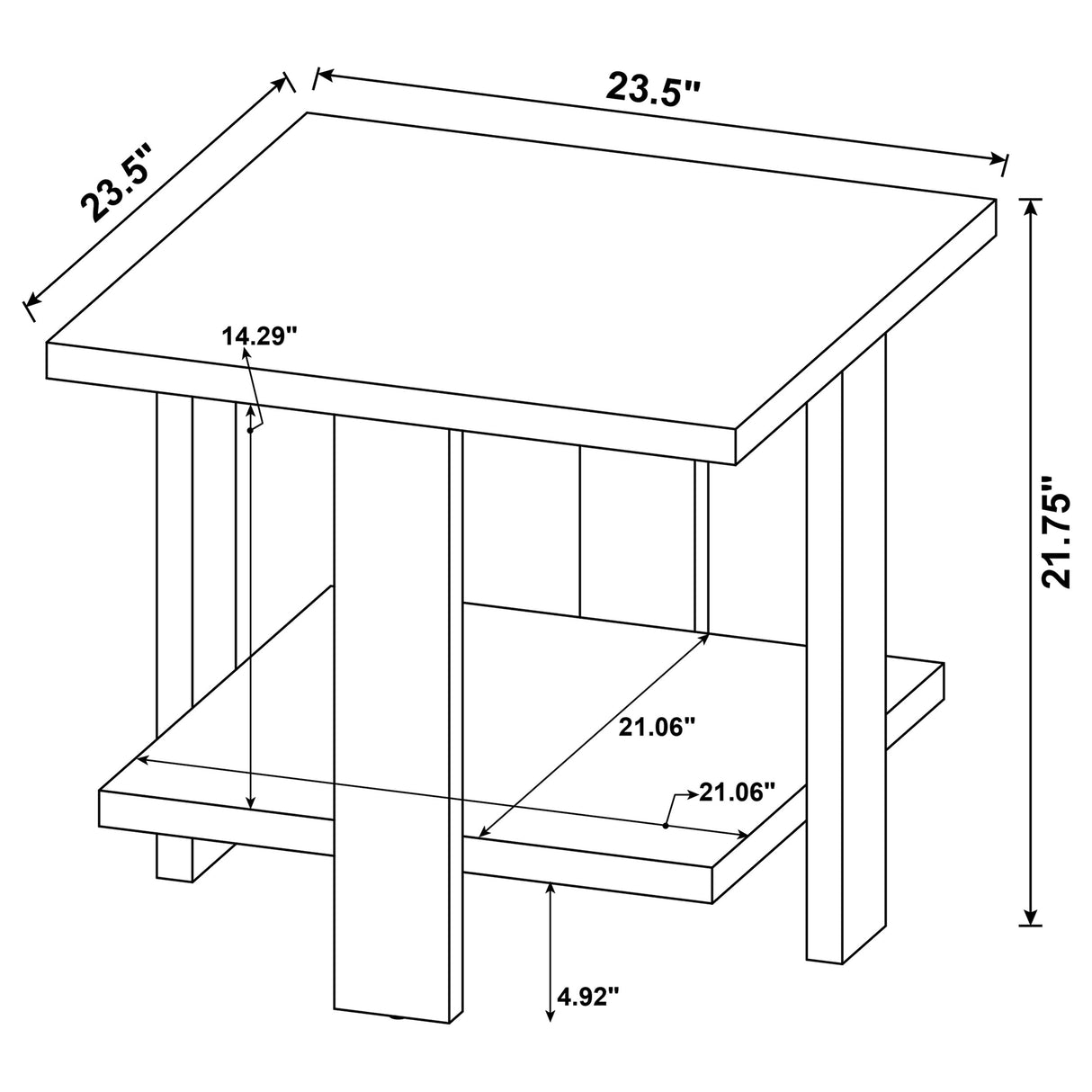 End Table - Dawn Square Engineered Wood End Table With Shelf Mango