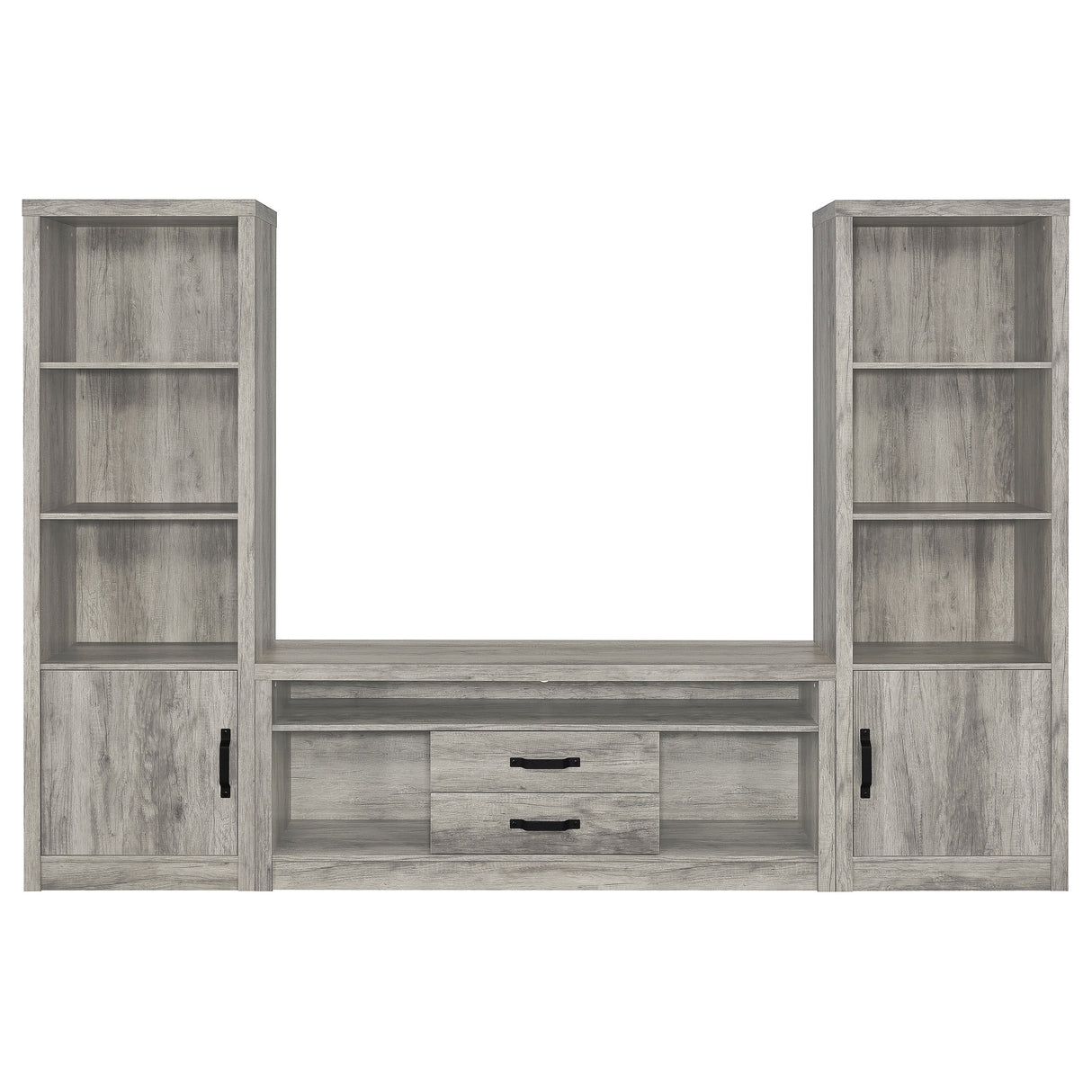 Media Tower - Burke 3-shelf Media Tower With Storage Cabinet Grey Driftwood