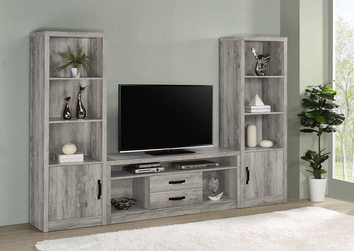 Media Tower - Burke 3-shelf Media Tower With Storage Cabinet Grey Driftwood