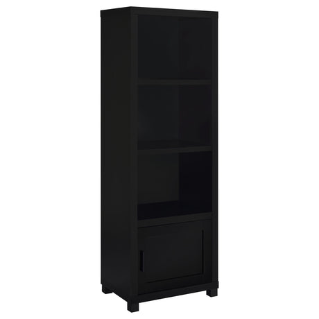 Media Tower - Jupiter 3-shelf Media Tower Bookcase with Storage Cabinet Black