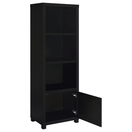 Media Tower - Jupiter 3-shelf Media Tower Bookcase with Storage Cabinet Black