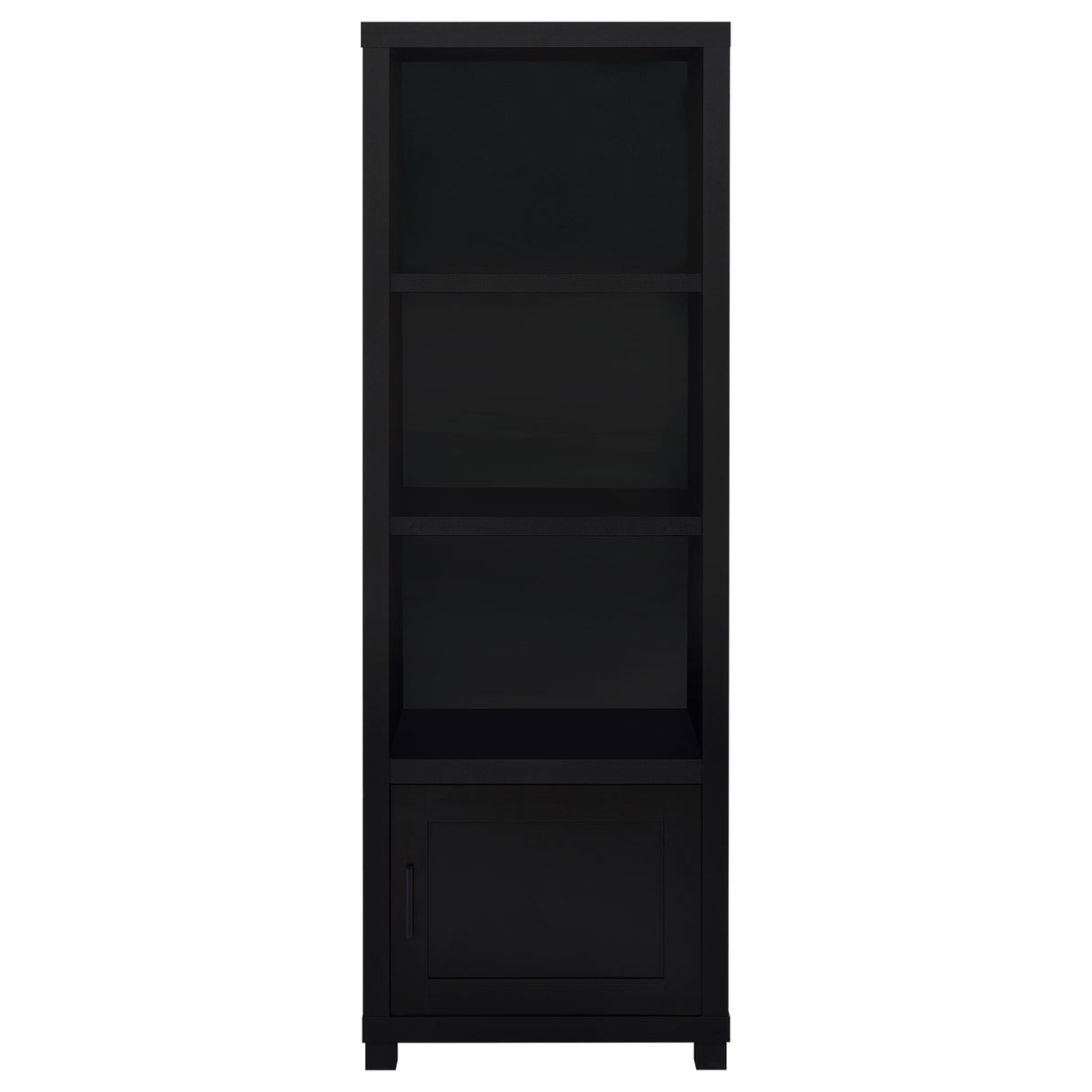 Media Tower - Jupiter 3-shelf Media Tower Bookcase with Storage Cabinet Black