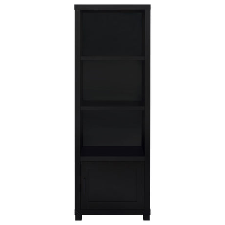 Media Tower - Jupiter 3-shelf Media Tower Bookcase with Storage Cabinet Black