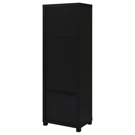 Media Tower - Jupiter 3-shelf Media Tower Bookcase with Storage Cabinet Black