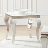 Carone Square End Table White and Chrome | Coaster | Home Elegance USA