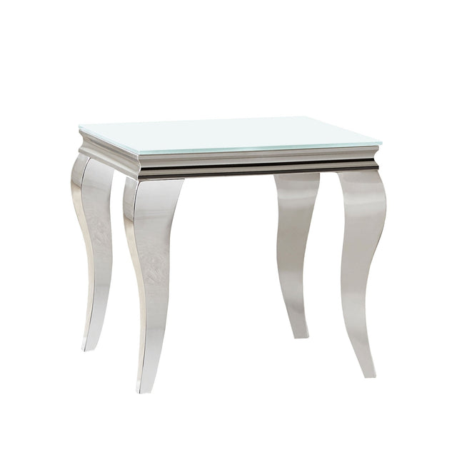 Carone Square End Table White and Chrome | Coaster | Home Elegance USA