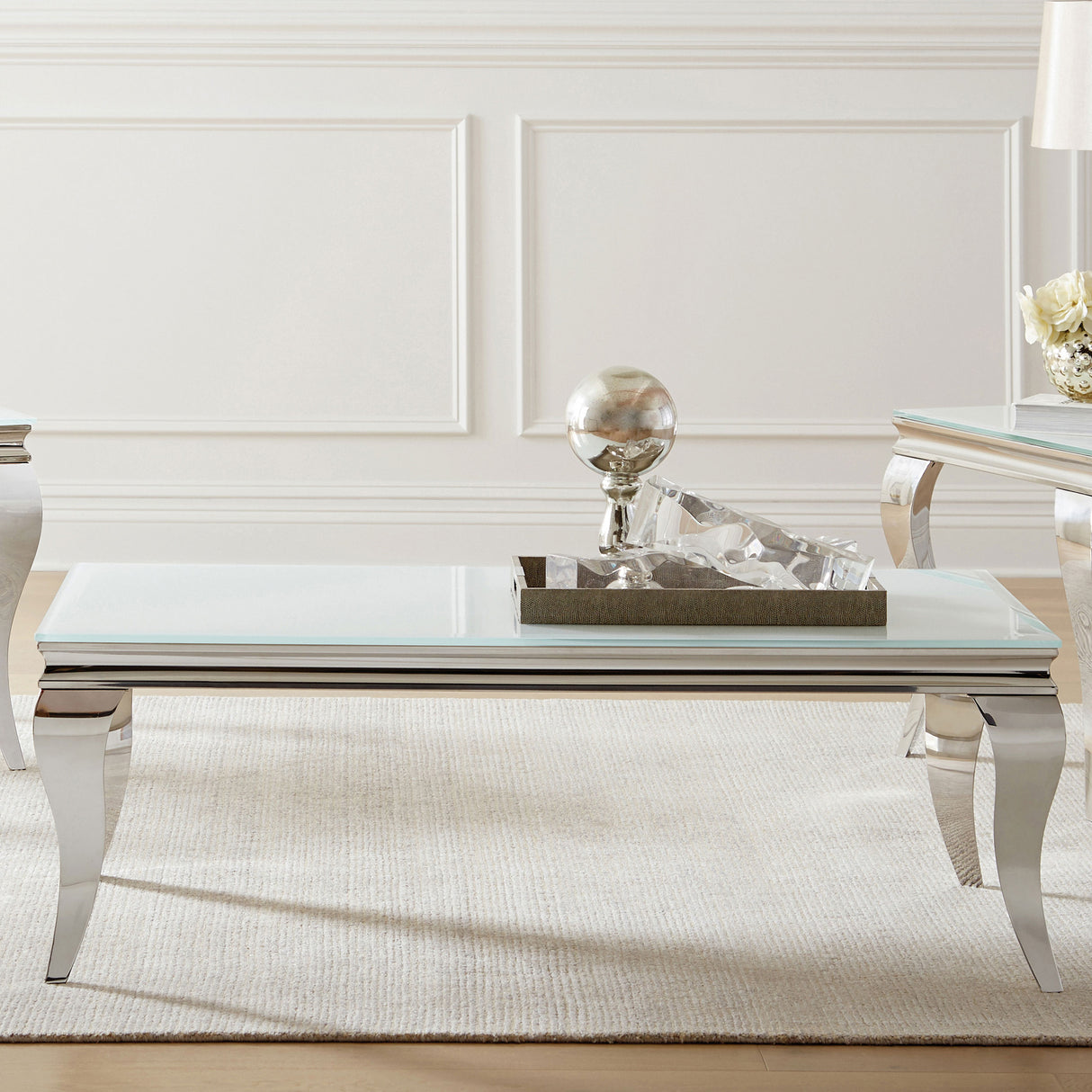 Coffee Table - Carone Rectangle Coffee Table White and Chrome