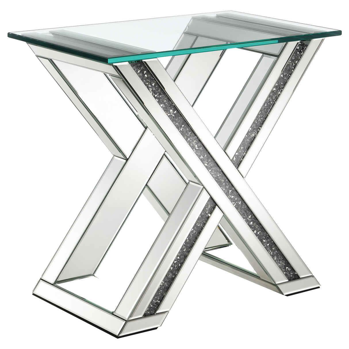 End Table - Bonnie X-base Rectangle Glass Top End Table Mirror