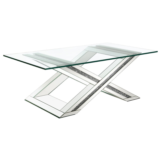 Bonnie X - base Rectangle Glass Top Coffee Table Mirror | Coaster - 707788 - Home Elegance USA - 1