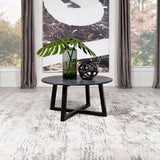 Coffee Table - Skylark Round Coffee Table with Marble-like Top Letizia and Light Oak