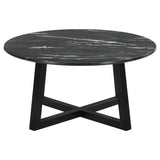 Coffee Table - Skylark Round Coffee Table with Marble-like Top Letizia and Light Oak