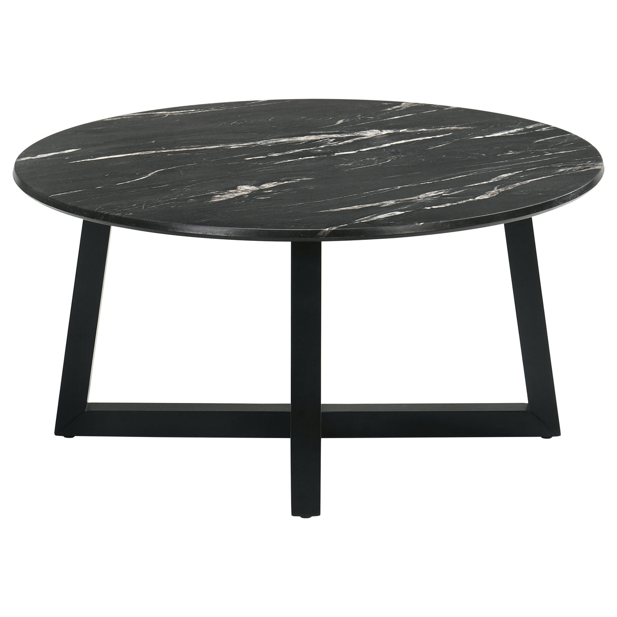 Coffee Table - Skylark Round Coffee Table with Marble-like Top Letizia and Light Oak