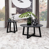 Coffee Table - Skylark Round Coffee Table with Marble-like Top Letizia and Light Oak