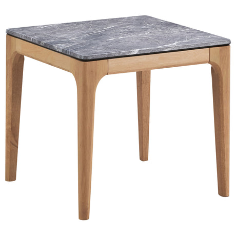 End Table - Polaris Rectangular End Table with Marble-like Top Teramo and Light Oak