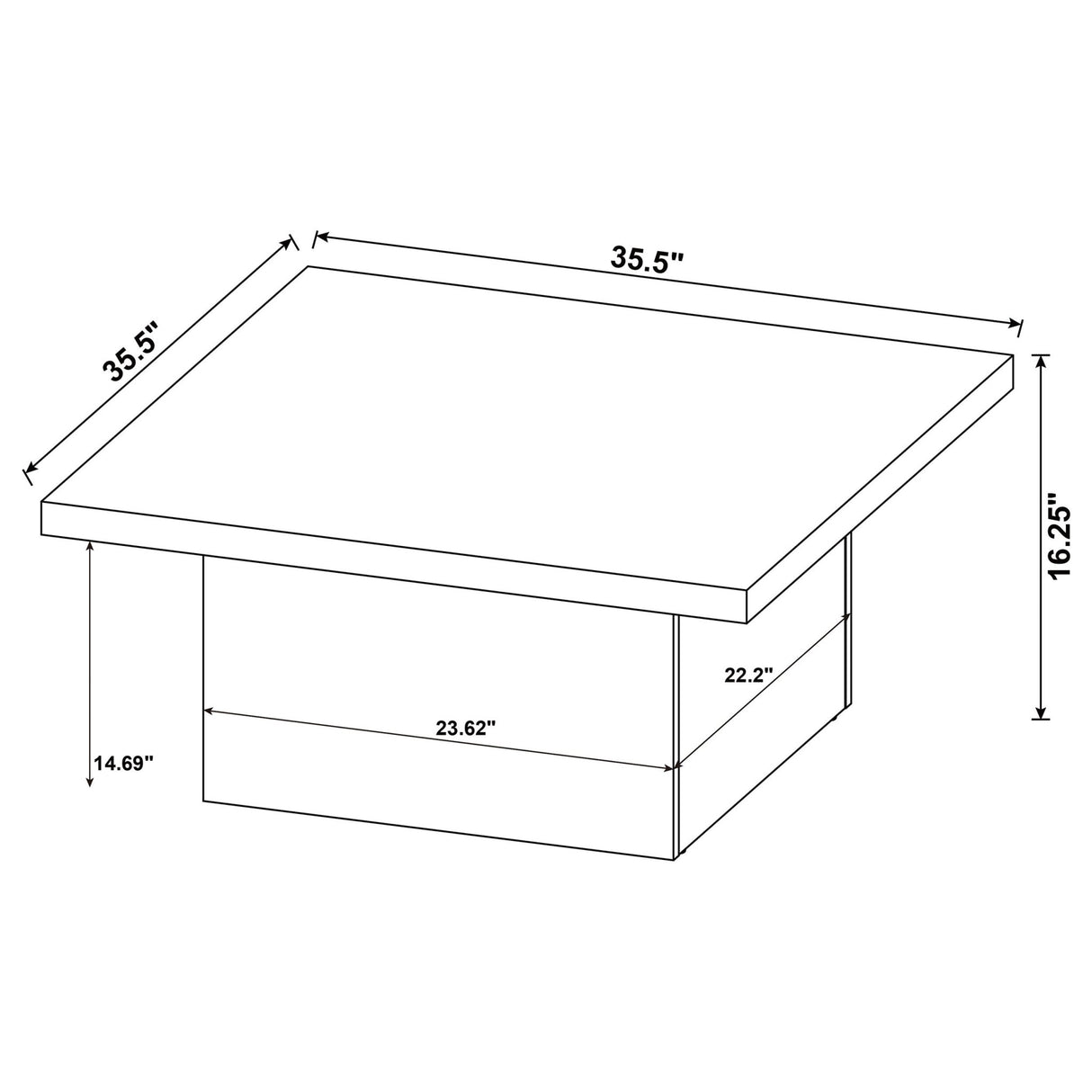 Devar Square Engineered Wood Coffee Table Mango | Coaster - 708068 - Home Elegance USA - 6