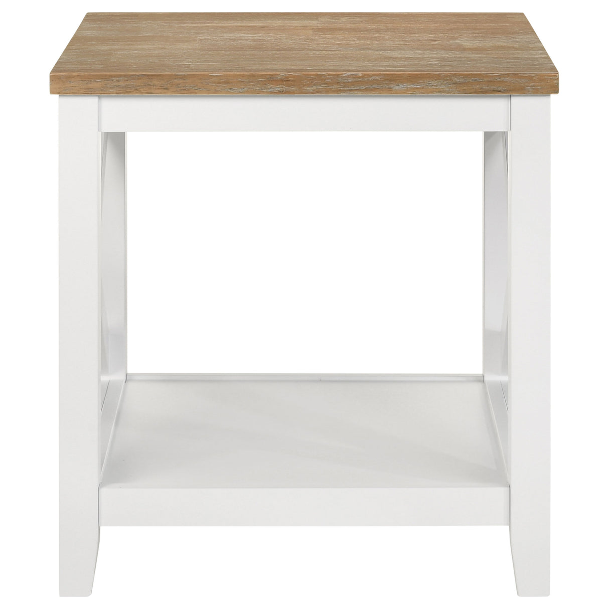 End Table  - Maisy Square Wooden End Table With Shelf Brown and White