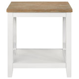 End Table  - Maisy Square Wooden End Table With Shelf Brown and White