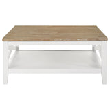 Coffee Table - Maisy Square Wooden Coffee Table With Shelf Brown and White