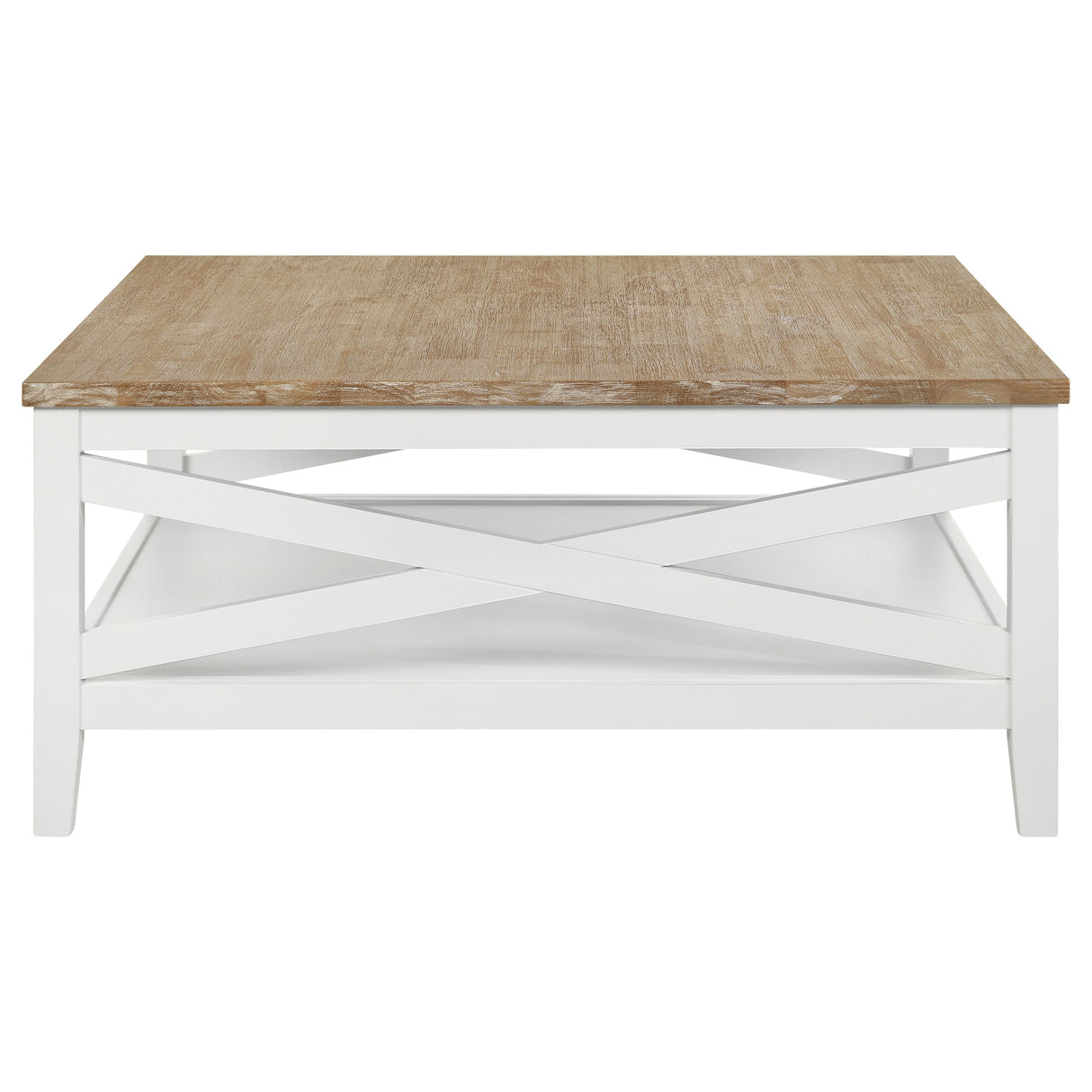 Coffee Table - Maisy Square Wooden Coffee Table With Shelf Brown and White