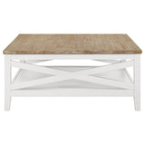 Coffee Table - Maisy Square Wooden Coffee Table With Shelf Brown and White